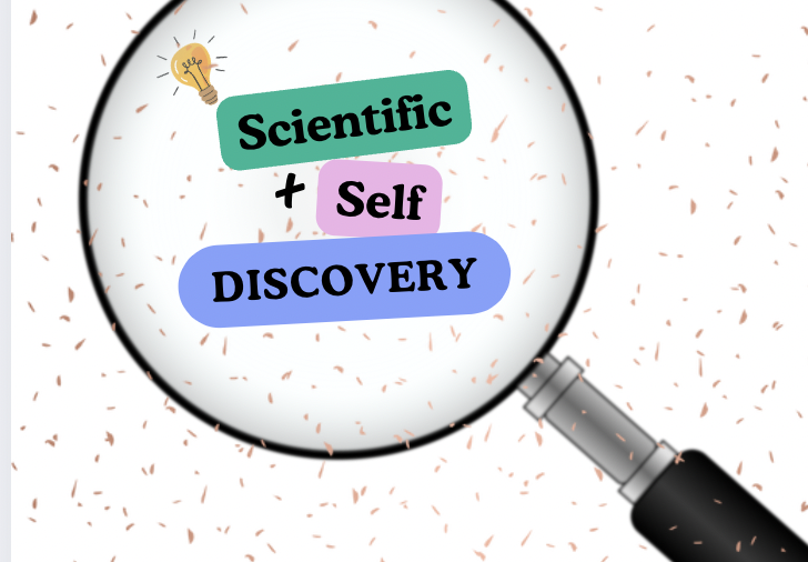 Magnifying glass elucidating the term scientific and self discovery.